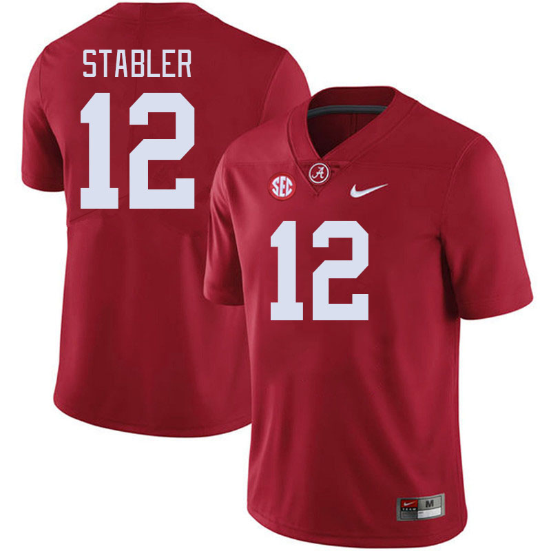 #12 Ken Stabler Alabama Crimson Tide Jerseys Football Stitched-Crimson